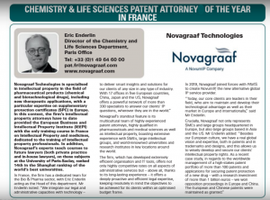Equipe Chimie et sciences du vivant novagraaf elu best patent attorneys 2021
