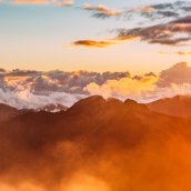 orange sky and mountains