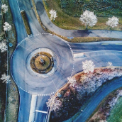 3 exit roundabout aerial view