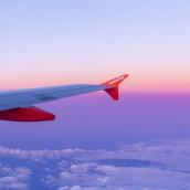 Easyjet airline and brand extension, picture of aeroplane wing