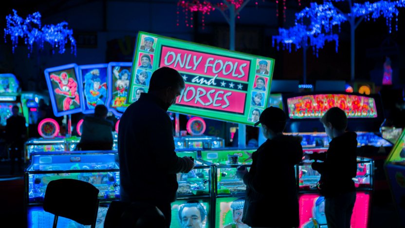 people in an arcade