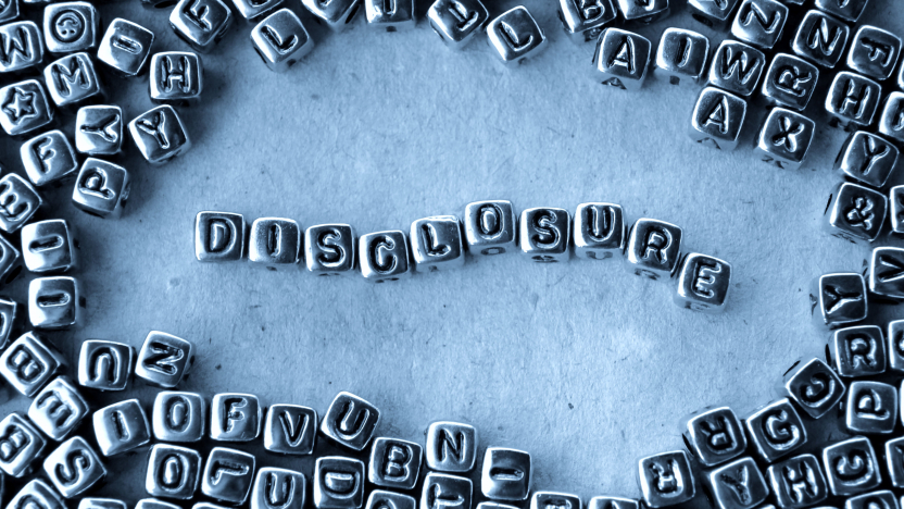 Disclosure_Word from Metal Blocks on Paper